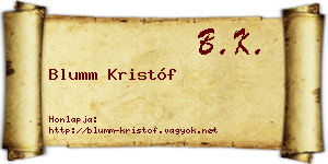 Blumm Kristóf névjegykártya